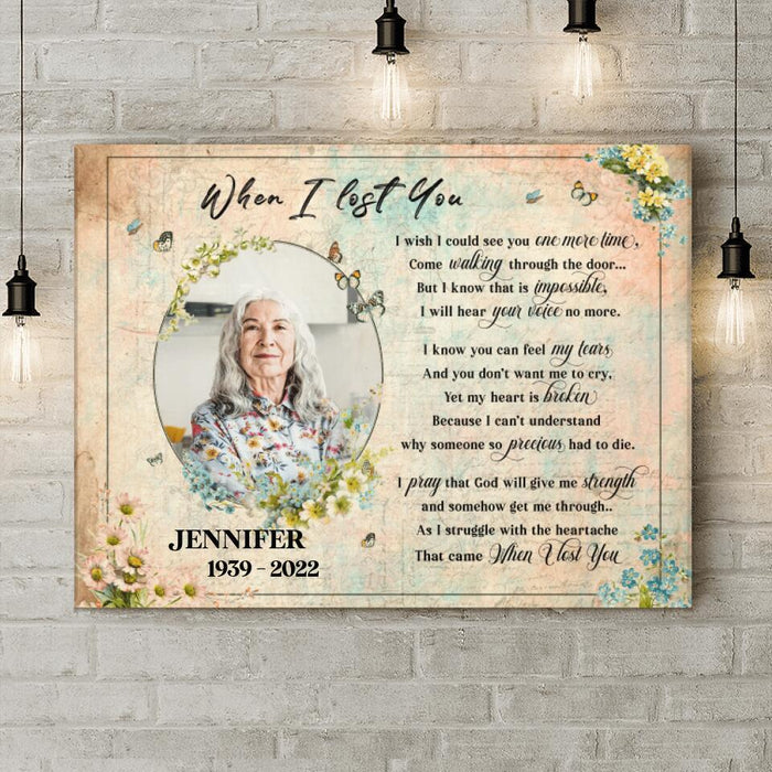 Customized Photo Memorial Horizontal Canvas - Sympathy Gifts for Loss of Mom/ Dad - When I Lost You