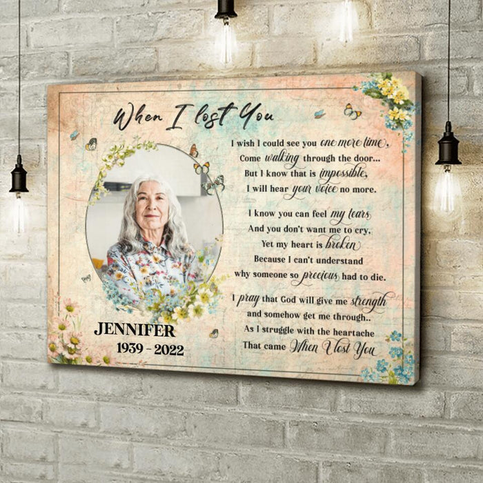 Customized Photo Memorial Horizontal Canvas - Sympathy Gifts for Loss of Mom/ Dad - When I Lost You