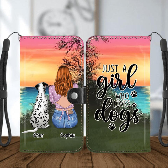 Custom Personalized Dog Mom Phone Wallet - Upto 4 Dogs - Gift Idea For Dog Lovers - Just A Girl Who Loves Dogs