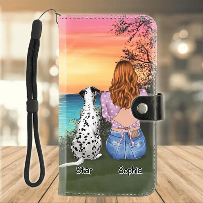 Custom Personalized Dog Mom Phone Wallet - Upto 4 Dogs - Gift Idea For Dog Lovers - Just A Girl Who Loves Dogs