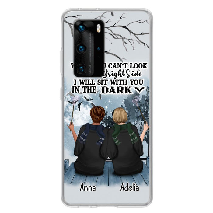 Custom Personalized Friends Witches Phone Case - Upto 4 Witches - Halloween Gift Idea For Friends/Sisters - When You Can't Look On The Bright Side I Will Sit With You In The Dark - Case for Xiaomi/Huawei/Oppo