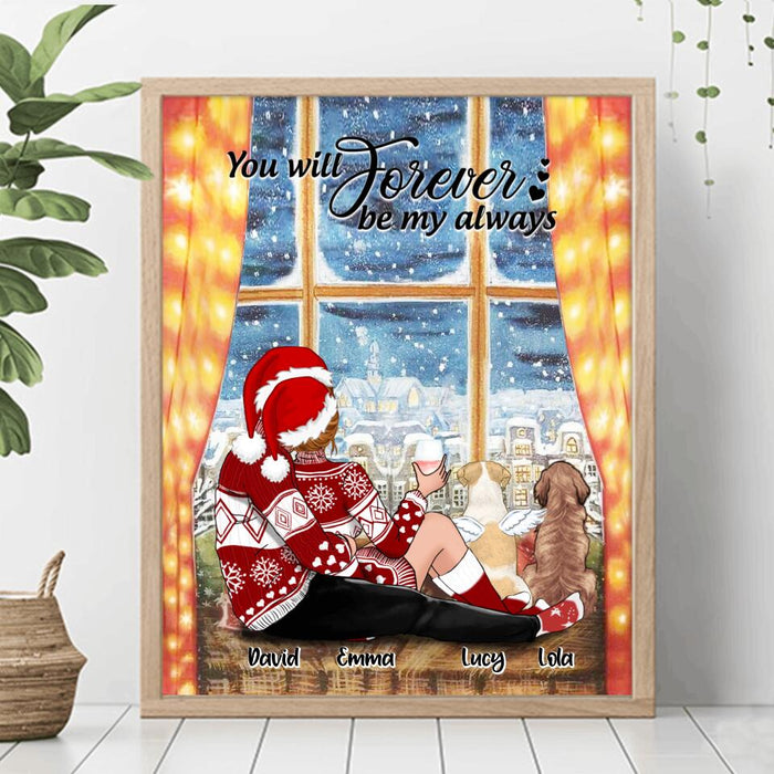 Custom Personalized Hugging Couple Xmas Poster - Couple With Upto 2 Pets - Best Gift For Christmas - You Will Forever Be My Always - EWFNOK