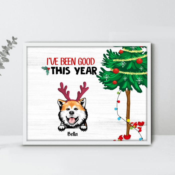 Custom Personalized Christmas Cat Dog Poster - Upto 3 Pets - Christmas Gift For Cat/ Dog Lover - We've Been Good This Year