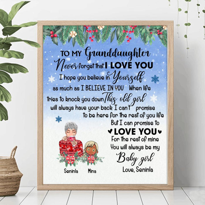 Custom Personalized Grandma & Granddaughter Poster - Upto 4 Kids - You Will Always Be My Baby Girl