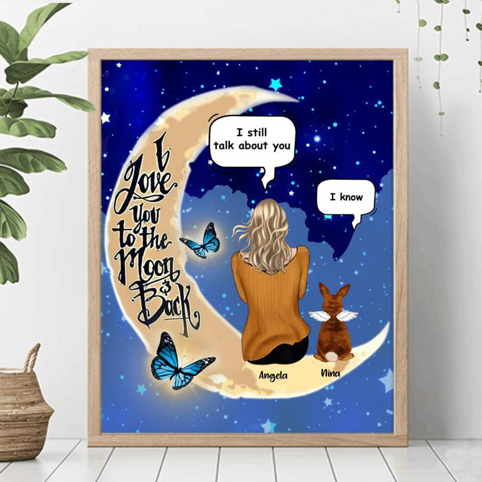 Custom Personalized Memorial Rabbit Poster - Upto 4 Rabbits - Memorial Gift For Rabbit Lovers - I Love You To The Moon & Back