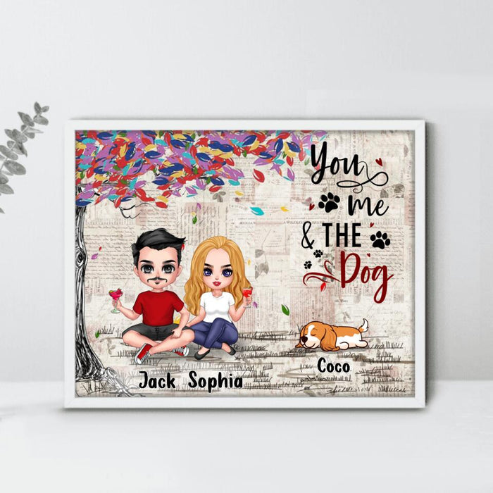 Custom Personalized Couple And Dogs Poster - Upto 5 Dogs - Best Gift For Couple/Dog Lovers - You And Me & The Dogs