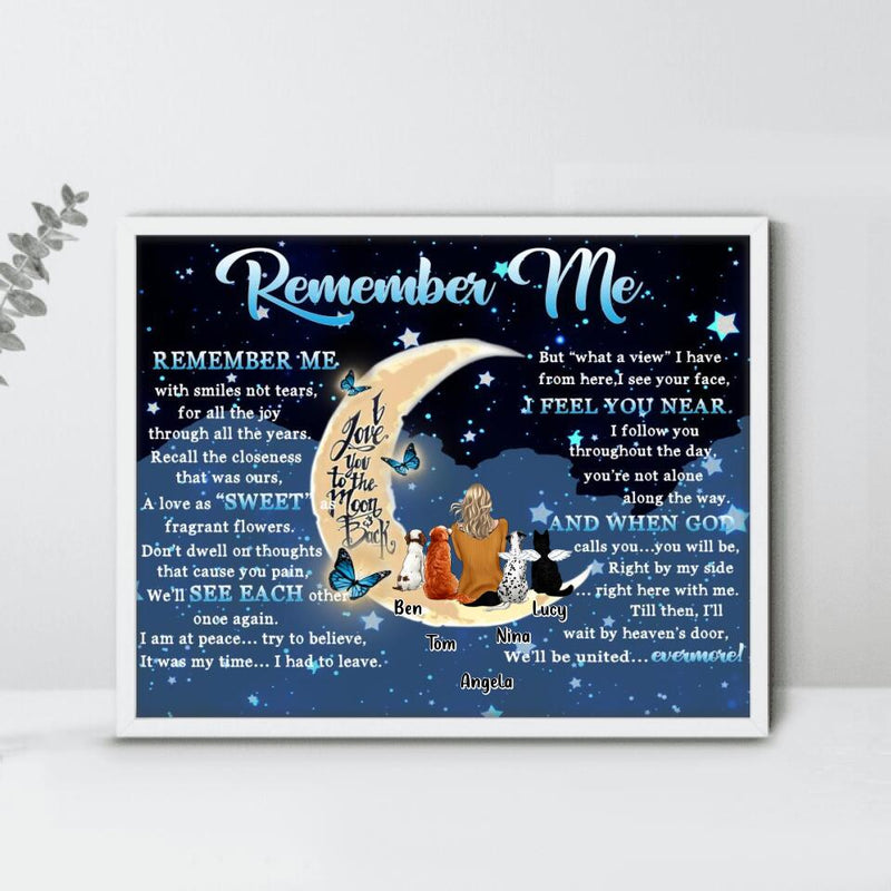 Personalized Memorial Poster - Up to 4 Pets - Best Gift For Dog/Cat Lovers - Remember Me