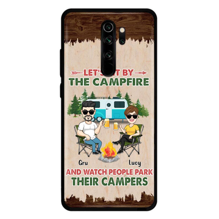 Custom Personalized Couple With Dogs Camping Phone Case - Couple With Up to 4 Dogs - Gift For Couple/ Camping/ Dog Lover - Let's Sit By The Campfire - Case For Xiaomi, Oppo And Huawei