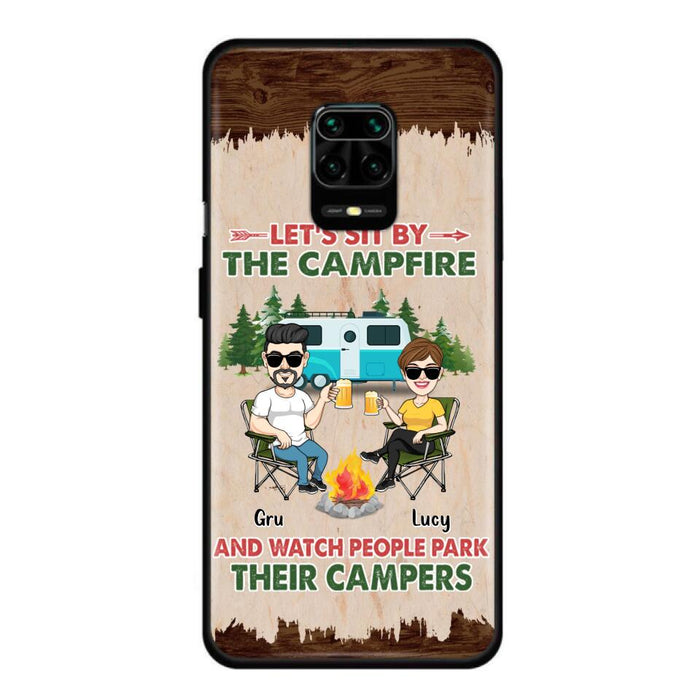 Custom Personalized Couple With Dogs Camping Phone Case - Couple With Up to 4 Dogs - Gift For Couple/ Camping/ Dog Lover - Let's Sit By The Campfire - Case For Xiaomi, Oppo And Huawei