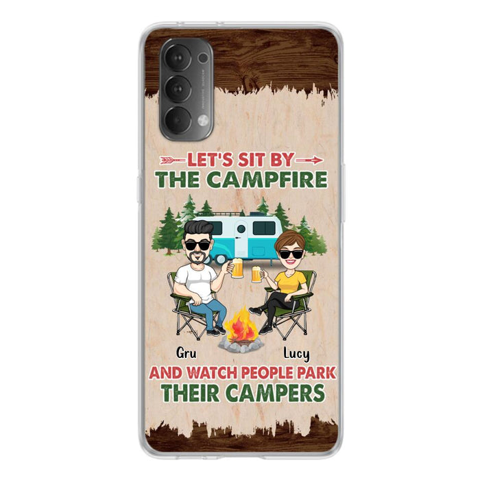 Custom Personalized Couple With Dogs Camping Phone Case - Couple With Up to 4 Dogs - Gift For Couple/ Camping/ Dog Lover - Let's Sit By The Campfire - Case For Xiaomi, Oppo And Huawei