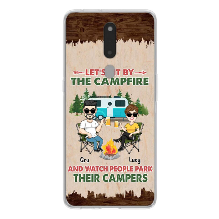 Custom Personalized Couple With Dogs Camping Phone Case - Couple With Up to 4 Dogs - Gift For Couple/ Camping/ Dog Lover - Let's Sit By The Campfire - Case For Xiaomi, Oppo And Huawei