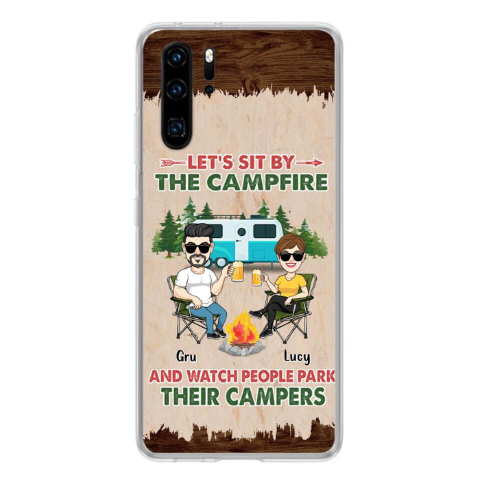 Custom Personalized Couple With Dogs Camping Phone Case - Couple With Up to 4 Dogs - Gift For Couple/ Camping/ Dog Lover - Let's Sit By The Campfire - Case For Xiaomi, Oppo And Huawei