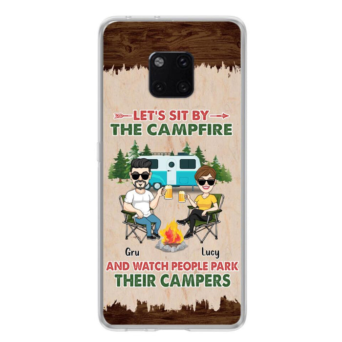 Custom Personalized Couple With Dogs Camping Phone Case - Couple With Up to 4 Dogs - Gift For Couple/ Camping/ Dog Lover - Let's Sit By The Campfire - Case For Xiaomi, Oppo And Huawei