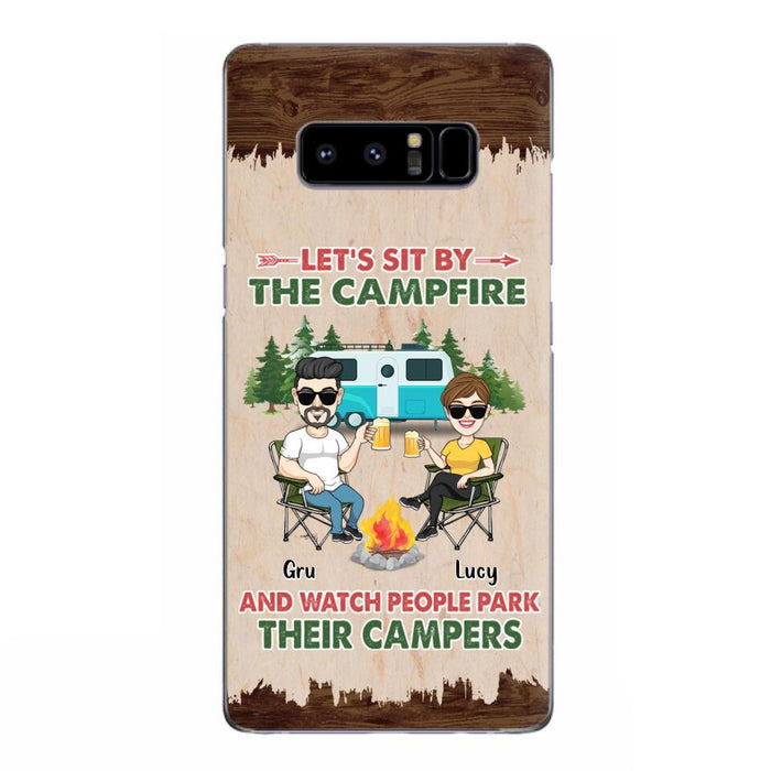 Custom Personalized Couple With Dogs Camping Phone Case - Couple With Up to 4 Dogs - Gift For Couple/ Camping/ Dog Lover - Let's Sit By The Campfire - Case For iPhone And Samsung