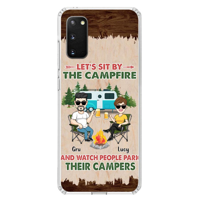 Custom Personalized Couple With Dogs Camping Phone Case - Couple With Up to 4 Dogs - Gift For Couple/ Camping/ Dog Lover - Let's Sit By The Campfire - Case For iPhone And Samsung