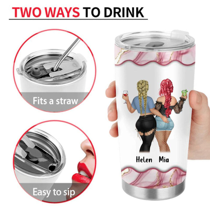 Custom Personalized Sisters Tumbler - Upto 4 Girls - Gift Idea For Sisters/ Friends - If You Think I'm An Asshole You Should Meet My Smartass Sister