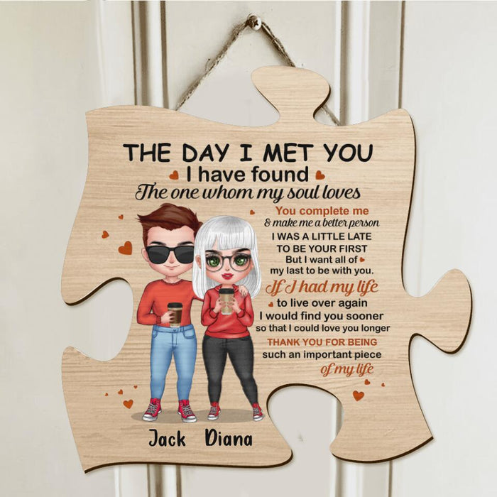 Custom Personalized Couple Missing Piece Wooden Sign - Gift Idea For Couple - Thank You For Being Such An Important Piece Of My Life