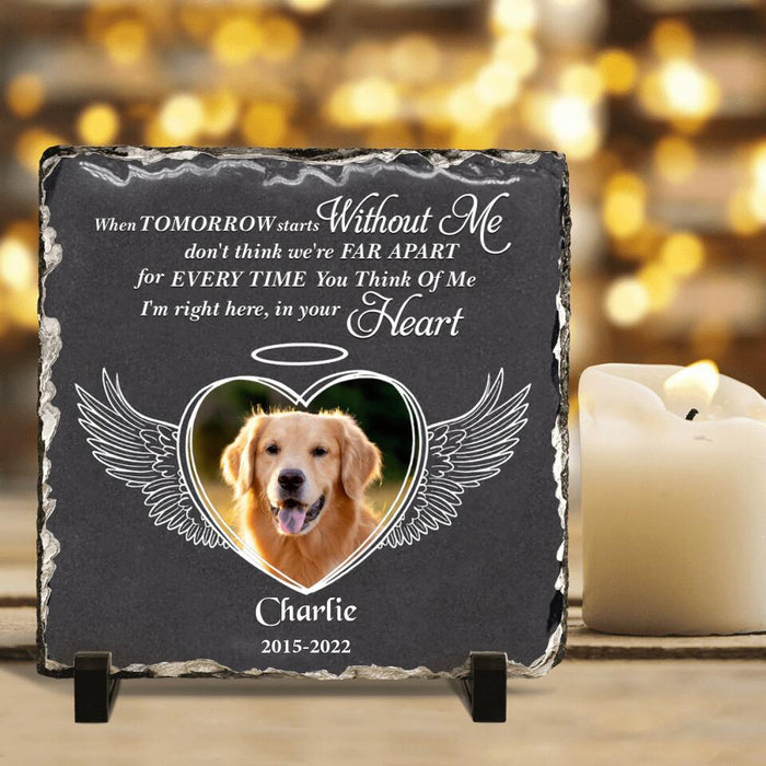 Custom Personalized Memorial Photo Square Lithograph - Gift Idea For Pet Lover - I'm Right Here In Your Heart