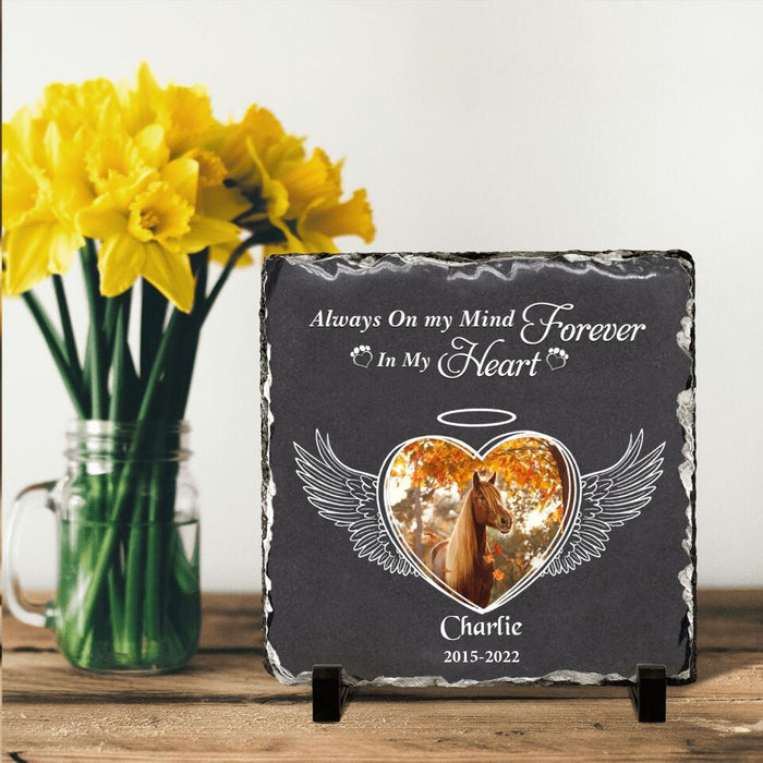 Custom Personalized Memorial Horse Square Lithograph - Gift Idea For Horse Lovers - Always On My Mind Forever In My Heart