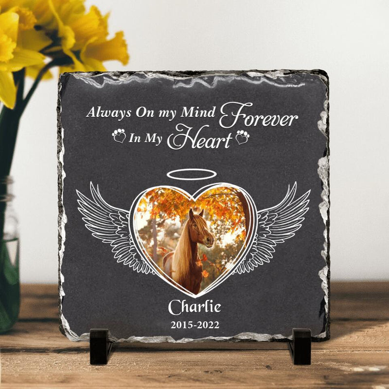 Personalized Memorial Horse Square Lithograph - Gift Idea For Horse Lovers - Always On My Mind Forever In My Heart
