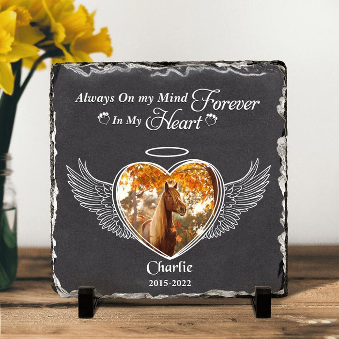 Custom Personalized Memorial Horse Square Lithograph - Gift Idea For Horse Lovers - Always On My Mind Forever In My Heart