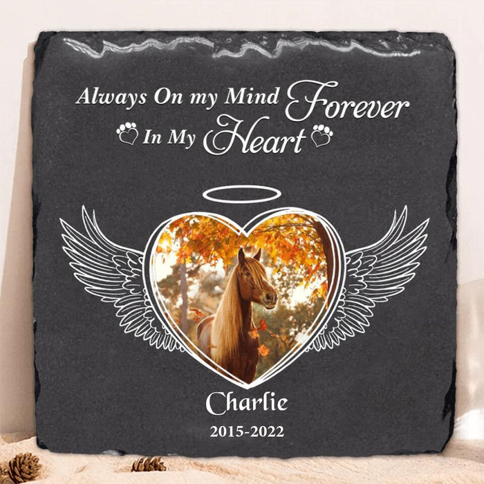 Custom Personalized Memorial Horse Square Lithograph - Gift Idea For Horse Lovers - Always On My Mind Forever In My Heart