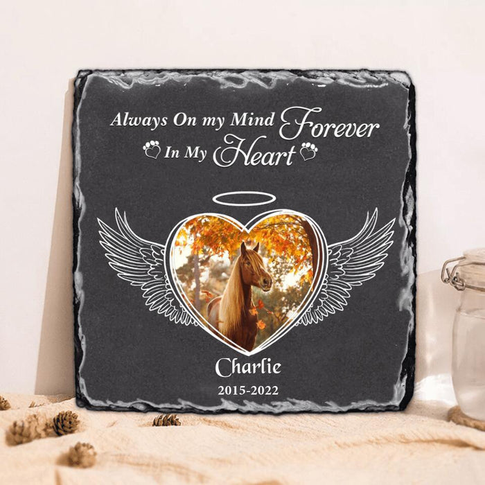 Custom Personalized Memorial Horse Square Lithograph - Gift Idea For Horse Lovers - Always On My Mind Forever In My Heart