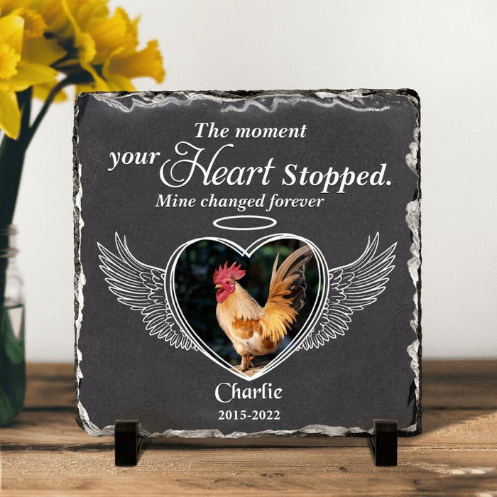 Custom Personalized Memorial Chicken Square Lithograph - Gift Idea For Chicken Lovers - The Moment Your Heart Stopped Mine Changed Forever