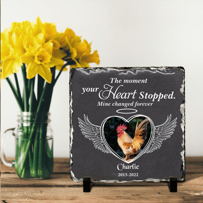 Custom Personalized Memorial Chicken Square Lithograph - Gift Idea For Chicken Lovers - The Moment Your Heart Stopped Mine Changed Forever