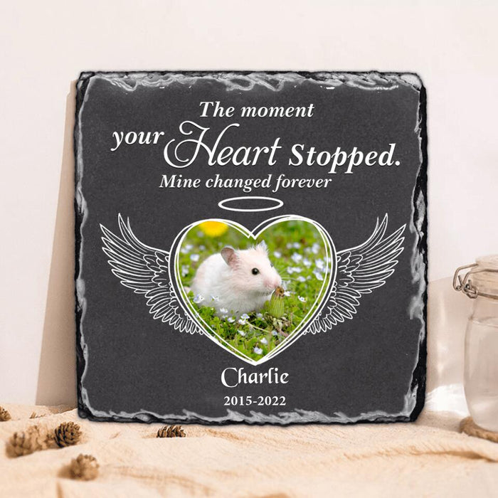 Custom Personalized Memorial Mouse Square Lithograph - Gift Idea For Mouse Lovers - The Moment Your Heart Stopped Mine Changed Forever