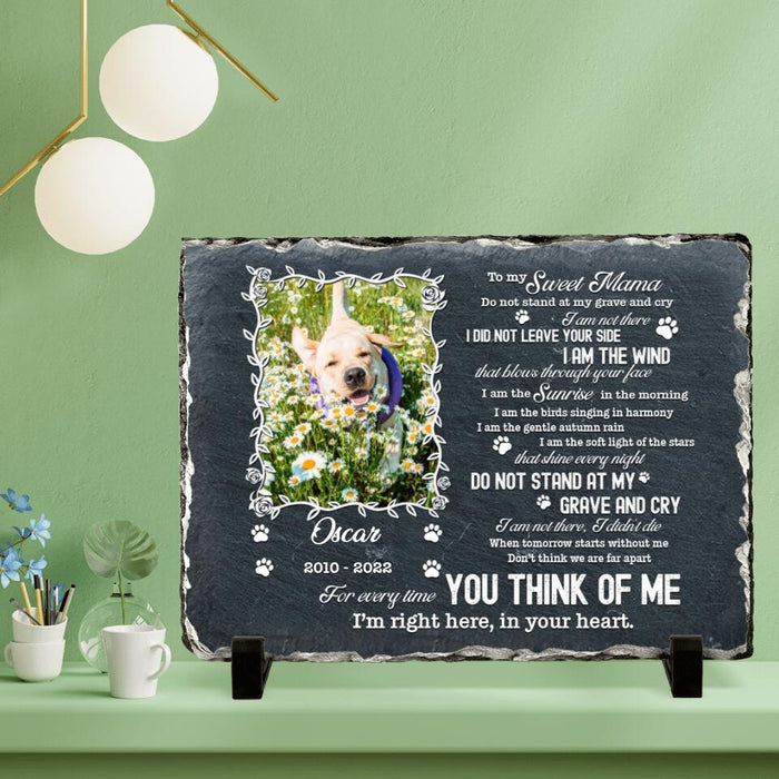 Custom Dog Photo Horizontal Lithograph - Gift Idea For Dog Owner - To My Sweet Mama, I'm Right Here, In Your Heart