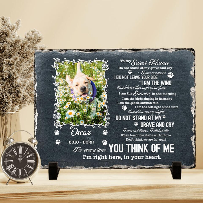 Custom Dog Photo Horizontal Lithograph - Gift Idea For Dog Owner - To My Sweet Mama, I'm Right Here, In Your Heart