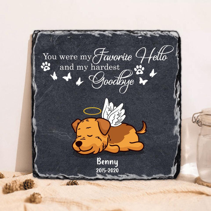 Custom Personalized Memorial Pet Square Lithograph - Memorial Gift Idea For Dog/ Cat Lover - You Were My Favorite Hello And My Hardest Goodbye