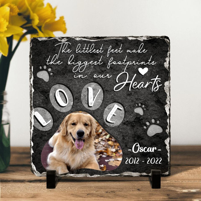 Custom Dog Photo Square Lithograph - Gift Idea For Dog Owner - The Littlest Feet Make The Biggest Footprints In Out Hearts