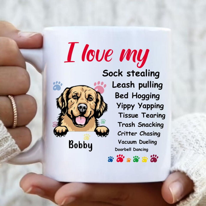 Custom Personalized Front Dog Coffee Mug - Upto 5 Dogs - Gift Idea For Dog Lover - I Love My Dog