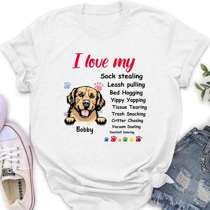 Custom Personalized Front Dog Shirt/ Hoodie - Upto  5 Dogs - Gift Idea For Dog Lover - I Love My Dog