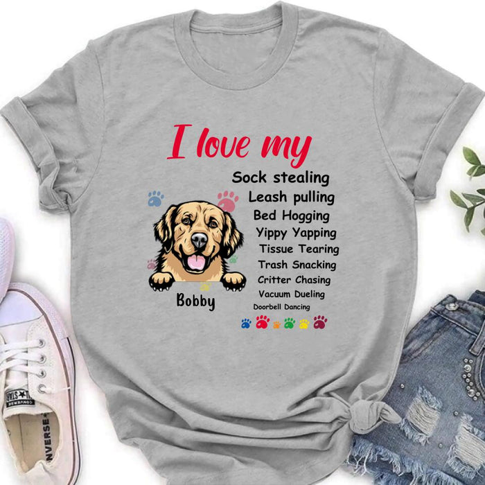 Custom Personalized Front Dog Shirt/ Hoodie - Upto  5 Dogs - Gift Idea For Dog Lover - I Love My Dog