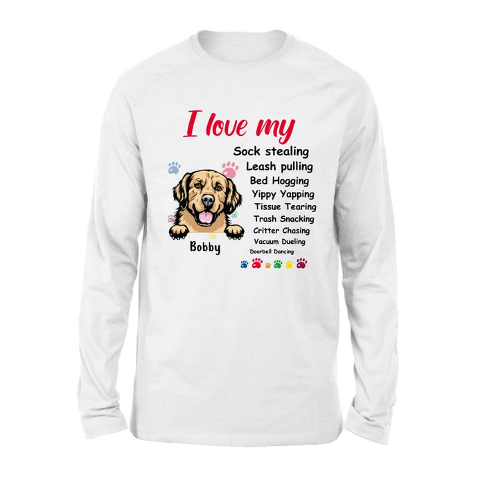 Custom Personalized Front Dog Shirt/ Hoodie - Upto  5 Dogs - Gift Idea For Dog Lover - I Love My Dog