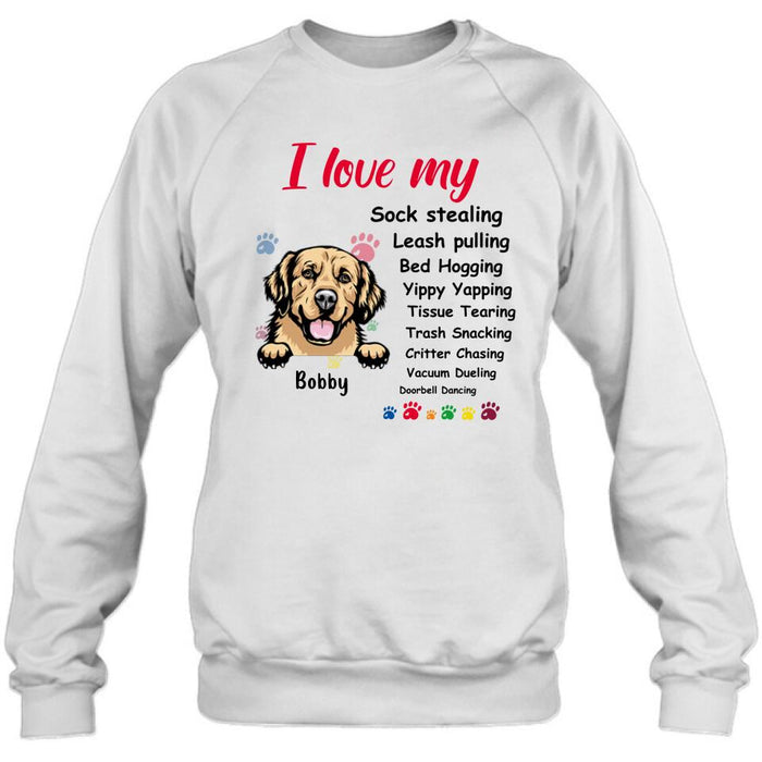 Custom Personalized Front Dog Shirt/ Hoodie - Upto  5 Dogs - Gift Idea For Dog Lover - I Love My Dog