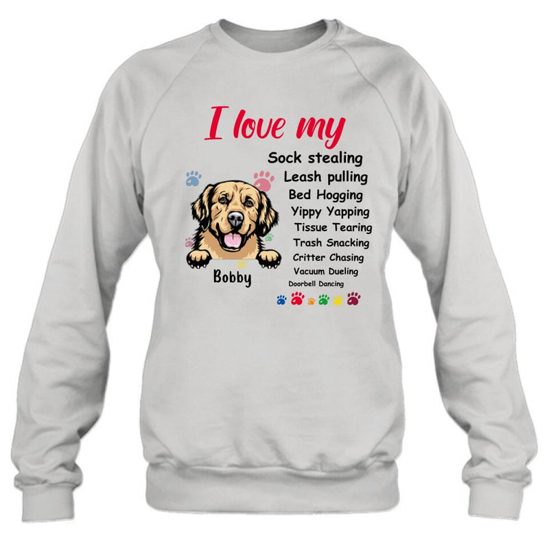 Personalized Front Dog Shirt/Hoodie - Up to 5 Dogs - Gift Idea For Dog Lover - I Love My Dog
