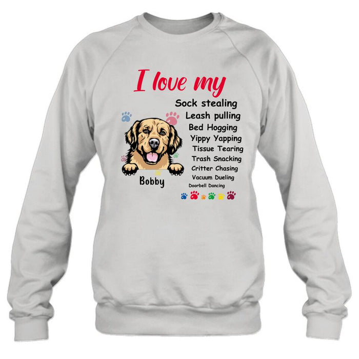 Custom Personalized Front Dog Shirt/ Hoodie - Upto  5 Dogs - Gift Idea For Dog Lover - I Love My Dog