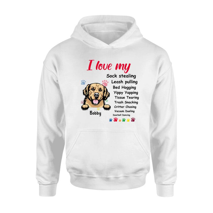 Custom Personalized Front Dog Shirt/ Hoodie - Upto  5 Dogs - Gift Idea For Dog Lover - I Love My Dog