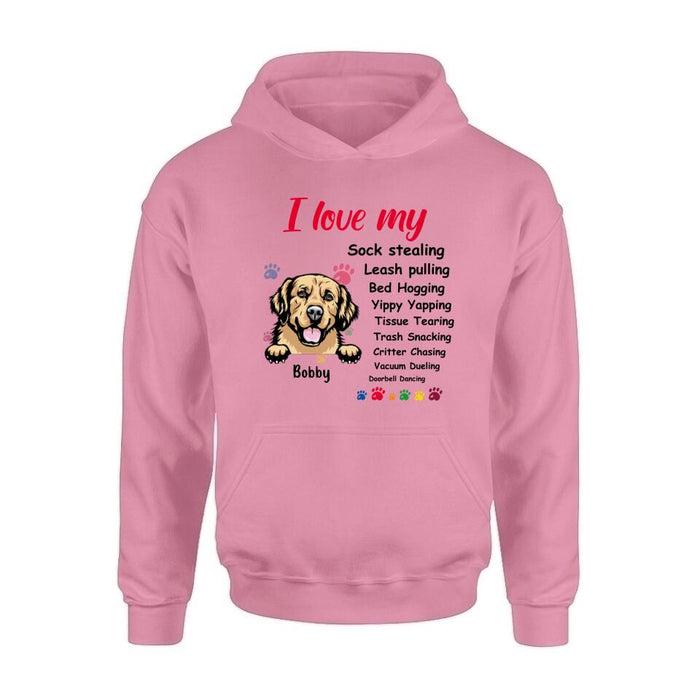 Custom Personalized Front Dog Shirt/ Hoodie - Upto  5 Dogs - Gift Idea For Dog Lover - I Love My Dog