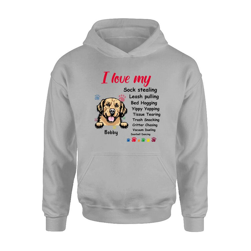 Personalized Front Dog Shirt/Hoodie - Up to 5 Dogs - Gift Idea For Dog Lover - I Love My Dog