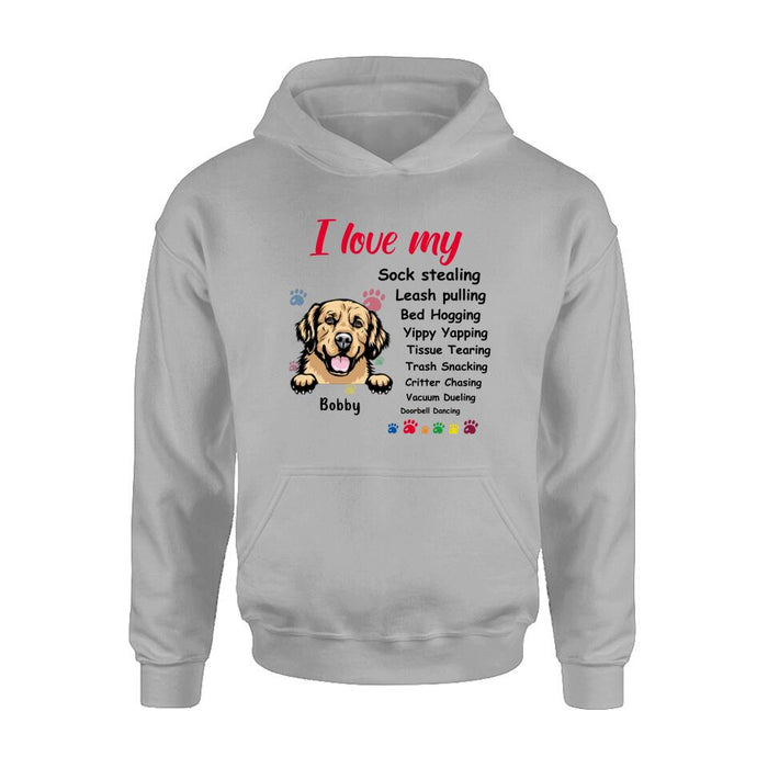 Custom Personalized Front Dog Shirt/ Hoodie - Upto  5 Dogs - Gift Idea For Dog Lover - I Love My Dog