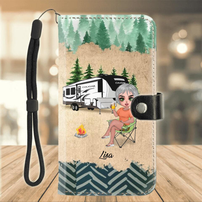 Personalized Camping Phone Wallet - Gift Idea For Friends with up to 5 Girls - Some Girls Go Camping And Drink Too Much. It's Me, I'm Some Girls