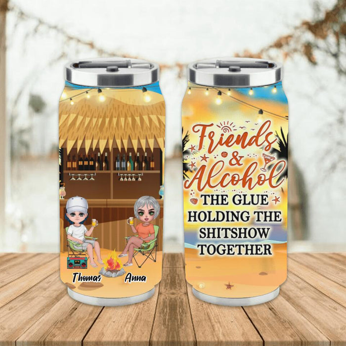 Custom Personalized Friends Soda Can Tumbler - Upto 4 People - Gift Idea For Friends - Friends & Alcohol