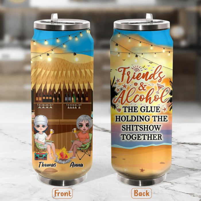 Custom Personalized Friends Soda Can Tumbler - Upto 4 People - Gift Idea For Friends - Friends & Alcohol