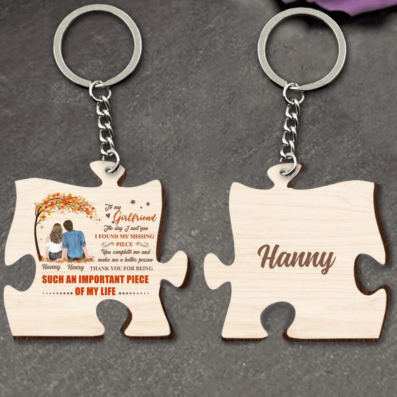 Personalized Couple Wooden Keychain - Gift Idea For Couple - The Day I Met You I Found My Missing Piece