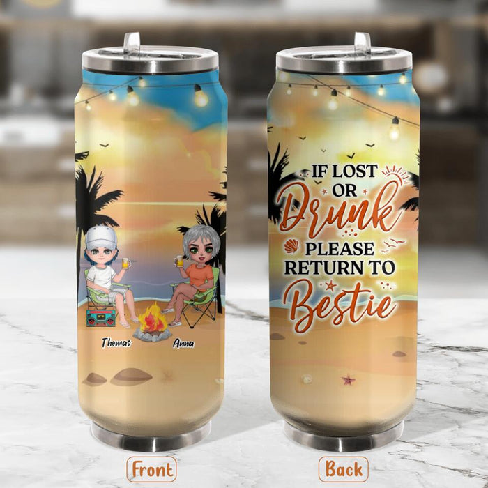 Custom Personalized Best Friends Soda Tumbler - Up to 4 People - If Lost or Drunk Please Return To Bestie